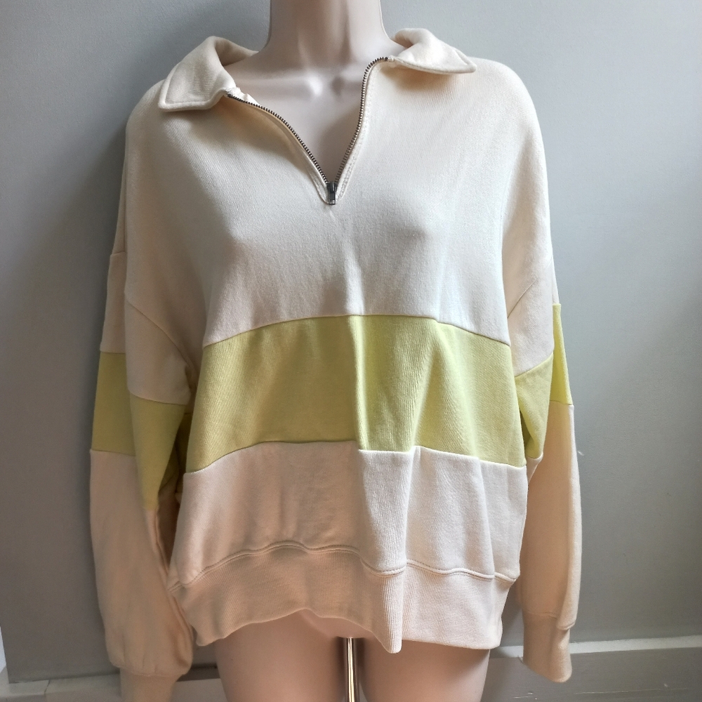 Cream and Yellow Colorblock Sweatshirt